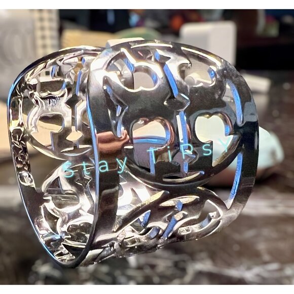 Tory Burch Silver Miller Logo Bangle Bracelet - Picture 9 of 9